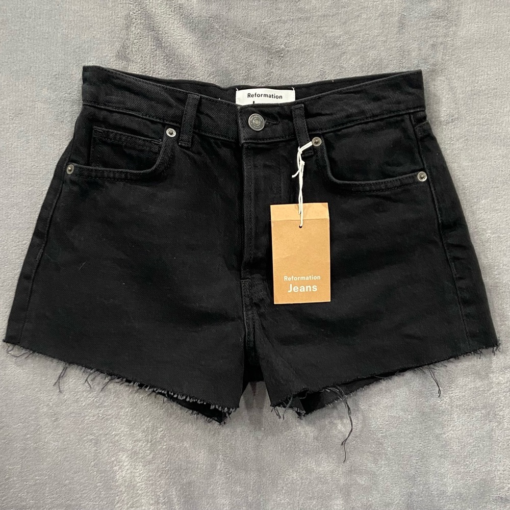 Reformation Charlie High Rise Jean Shorts Seattle Black Women’s Size 24 New